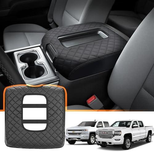 Center Console Cover for Chevy Silverado/GMC Sierra 1500 2500 3500 2014-2018 Tahoe/Yukon/Suburban 2015-2019 Protecting Your Center from Harm Only fit for Bucket Seat Console Leather Armrest Cover