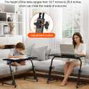 TV Tray Table, Mobile TV Dinner Trays for Eating on Couch, Folding Side Desk with Wheels, Tilt & Height Adjustable Snack Table Laptop Desk for Sofa Living Room Bedroom & Office (Black), 31.52 inches x 15.76 inches x 19.7 inches