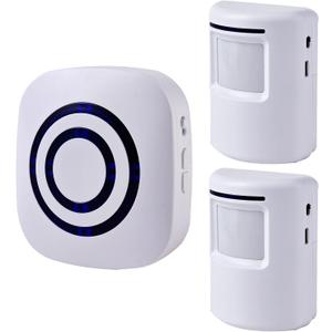 Motion Sensor Alarm - Seanme Wireless Driveway Alarm 100m Long Distance Signal Transmission, Home Security Alarm System Motion Sensor Doorbell with 38 Chime Tunes (1 reciver and 2 Sensor)