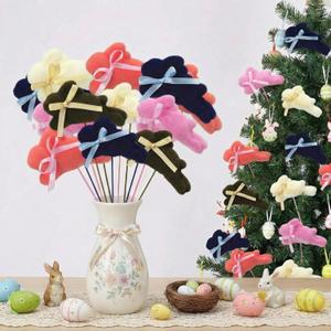 10 Pcs 6.5 ft Easter Bunny Picks Decorations Foam Running Rabbits Artificial Colorful Spring Decorative Sticks for Vase Tree Home Window Lawn Fireplace Holiday Party Easter Decor Gift