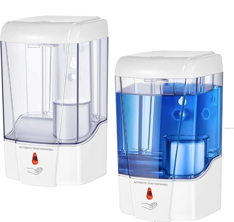 Hushee 2 Pcs Automatic Soap Dispenser Touchless Sensor Hand Sanitizer Dispenser Wall Mount 23.7 Oz/ 700 ml Hand Sanitizer Pump Battery Operated for Offices Kitchen Bathroom Hotel Restaurant, White