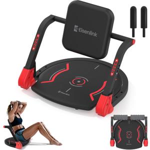 Sit Up Machine, Upgraded Ab Machine for Home Gym Core Workout | Ab Machine with Flat Backrest, 4-Level Resistance, Massage Roller, Reinforced Steel Frame, 330LBS Max for Men & Women