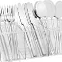 Bawuie Silverware Caddy Organizer, Utensil Caddy Holder for Forks, Knives, Spoons, Cutlery, Flatware Storage Bin with Handle for Kitchen Pantry Table Countertop Outdoor Picnic, Clear