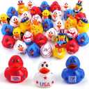 36 Pcs Patriotic Rubber Ducks - 250th Anniversary Independence Day Duck for Jeep,Rubber Duckies Bath Toys, 4th of July Pool Party Favors, Summer Beach Shower Decor, Bags Filler