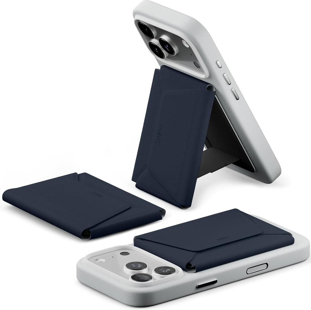 MOFT Magsafe Wallet, 8-Card Holder, Magnetic Phone Stand with Pull to Access Design, RFID Blocking, Angle Adjustment & MOVAS Minimalist Snap Field Wallet for Men Travel Essentials,Navy Blue