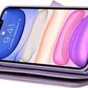 for iPhone 11 Case,for iPhone11 Case, 2 in 1 Detachable Wallet Magnetic Case PU Leather Flip Cover with Strap [Money Pocket][6 Card Slots] -Purple