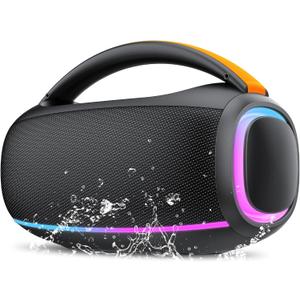 Speakers Bluetooth Wireless: 80w Loud Speaker with Bass, 30H Playtime, IPX7 Waterproof, Large Speakers for Work, Outdoor, Workshop, Garage, Portable Speaker with TWS (Black)