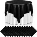 Newwiee 12 Pcs 72 Inch Satin Tablecloth Square Overlay Smooth Fabric Tablecloth Satin Table Cover Fabric Decoration Dining Cloths for Party Wedding Banquet Table Decoration(Black)