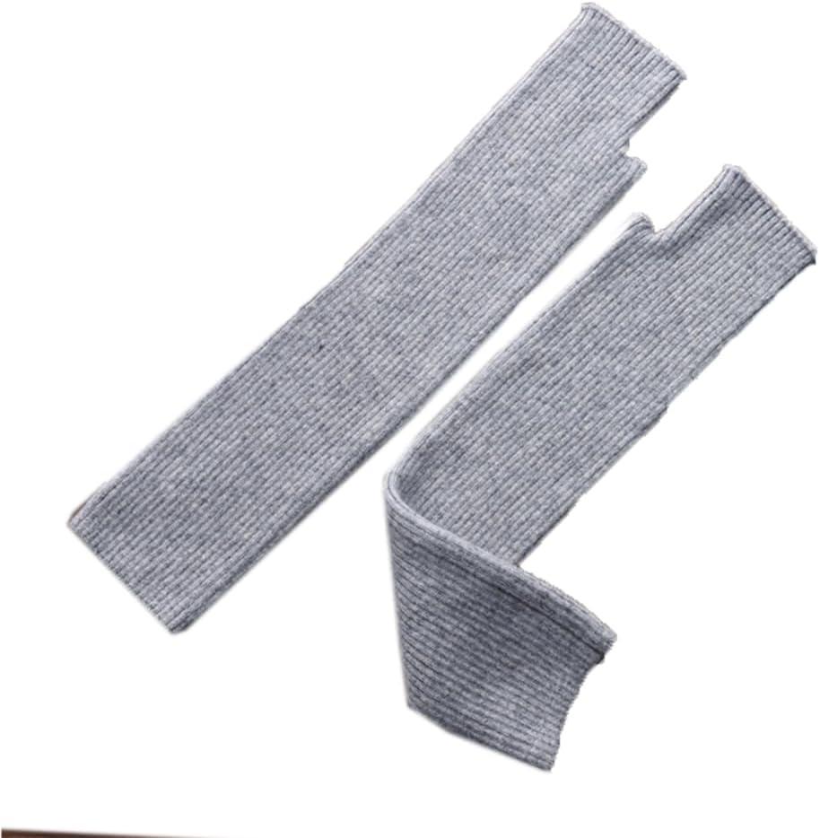 Winter Cashmere Knitted Arm Warmers with Thumb Hole Women Fingerless Long Gloves Stretchy Arm Sleeves Mittens (Light Gray)