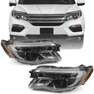 Huray 2-Pin Headlights Assembly for Honda Pilot 2016 2017 2018/ Ridgeline 2017 2018 2019 2020 OE Head Lamp Replacement Pair (33150-TG7-A02,33100-TG7-A02)