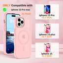 Hualele Magnetic for iPhone 15 Pro Max Case, Compatible with MagSafe, Military Grade Dropproof Translucent Matte Back Cute Curly Wave Edge Slim Phone Case 15 Pro Max, Light Pink