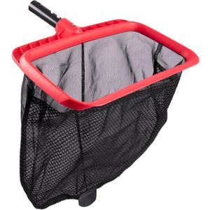 Pool Skimmer Net, Upgraded Pool Net Skimmer with Double-Layer Netting Bag, Larger Capacity Pool Nets for Cleaning Finest Debris, Thickened Frame Pool Leaf Net Reinforced with Grid Structure (Red)