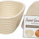 Saint Germain Bakery Premium Round Bread Banneton Basket with Liner - Perfect Brotform Proofing Basket for Making Beautiful Bread (10 inch Oval)