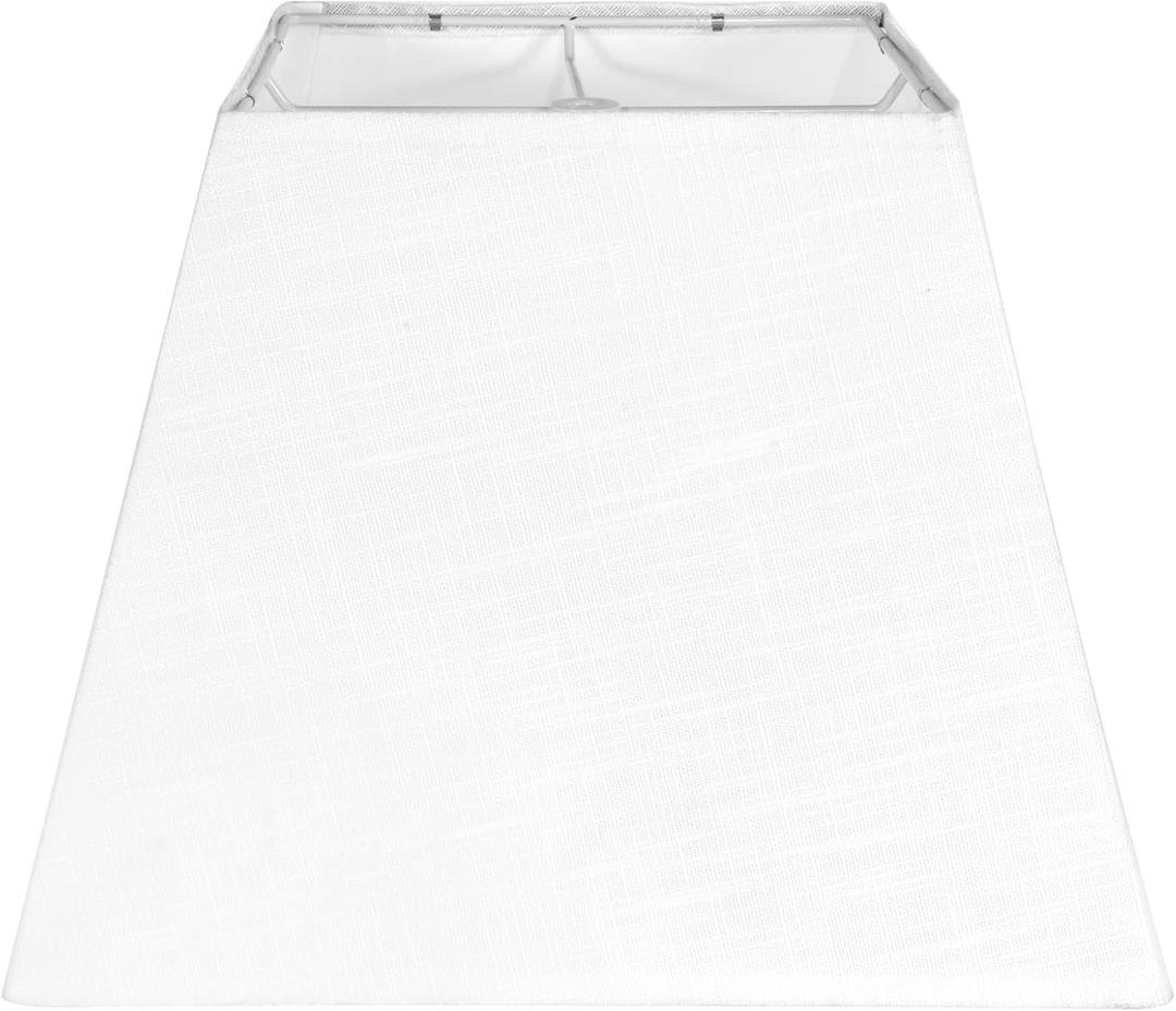 White Lamp Shade, 8''x8''Top 13''x13''Bottom 10'' Height, Square Lampshade Replacement Lamp Shade Natural Linen Hand Crafted for Table Lamps Floor Lamps Pendent Light, Assembly Required