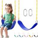 Heavy Duty Swing Seat, 66" Rust-Resistant Chains with 30" PPC-Coated Section, Swing Set Accessories Replacement with Quick Links, Kids Swings Supports 330 lbs for Outdoor Playground, Blue (1 Pack)