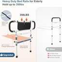 Bed Rails for Elderly Adults with Adjustable Heights & Extendable Dual Side Handles, Foldable Bed Assist Bar for Fall Prevention, Heavy Duty Bed Rail Fits King, Queen, Full, Twin Bed