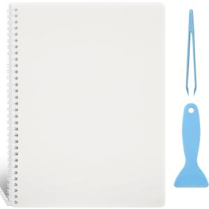 Large Reusable Sticker Book Collecting Album 8.511 Inch Sticker Collection Storage Book with 40 Sheets Blank Release Paper, Restickable Stickers Organizer Notebook with Tools (Clear)