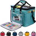 Hoshin Knitting Bag for Yarn Storage, High Capacity Yarn Totes Organizer with Inner Divider Portable for Carrying Project, Knitting Needles(up to 14), Crochet Hooks, Skeins of Yarn (Green)