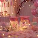 Newtay 2 Set Pink 2026 Graduation Table Decoration LED Light up Graduation Money Gift Ideas Mason Jar for Her Grad Hat Stickers Pearl String Ribbon Class of 2026 Grad Centerpiece High School College