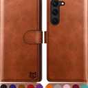 SUANPOT for Samsung Galaxy S23 +/ Plus Wallet case with RFID Blocking Credit Card Holder,Flip Book PU Leather Protective Cover Women Men for Samsung S23Plus Phone case Light Brown