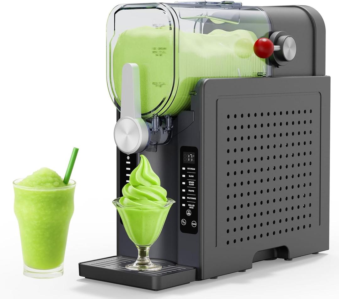 Slushie Machine: No Ice Needed Slushy Machine for Home, 6 Preset, Real-Time Temp Display, Auto-Clean | Frozen Margaritas, Cocktails, Frappés, Ice Cream, Smoothies, Milkshakes,Summer Parties
