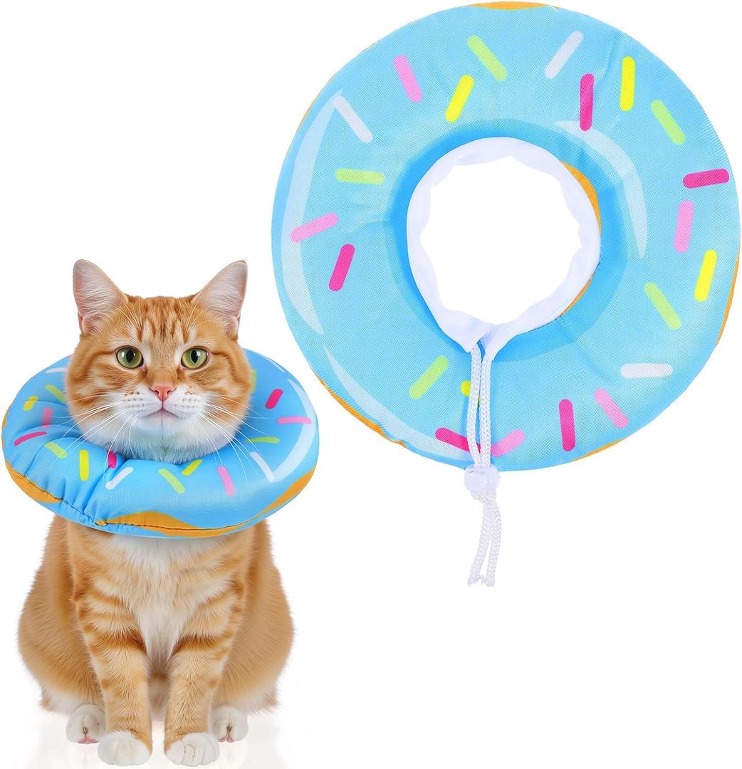 Cat Cone Collar Adjustable Cat Recovery Collar Soft Cone Cute Cats Collars After Surgery Kitten Recovery Cones to Stop Licking Pet Elizabethan Collars for Cats Kittens and PuppiesBlue