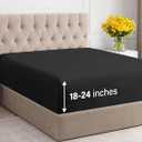 Extra Deep King Fitted Sheet - Hotel Luxury Single Fitted Sheet Only - Easily Fits 18 inch to 24 inch Mattress - Ultra Soft, Wrinkle Free w/Extra Deep Pockets - Easy-Care, Breathable & Comfy - Black