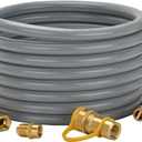 only fire 24 Ft 1/2" ID Natural Gas Hose, Propane Gas Grill Quick Connect/Disconnect Hose Assembly with 3/8" Female Flare x 1/2" Male Flare Adapter for Outdoor NG/Propane Appliance