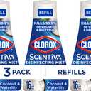 Clorox Scentiva Disinfecting Mist, Coconut and Waterlily, Refill, 16 Fluid Ounces Each, Pack of 3