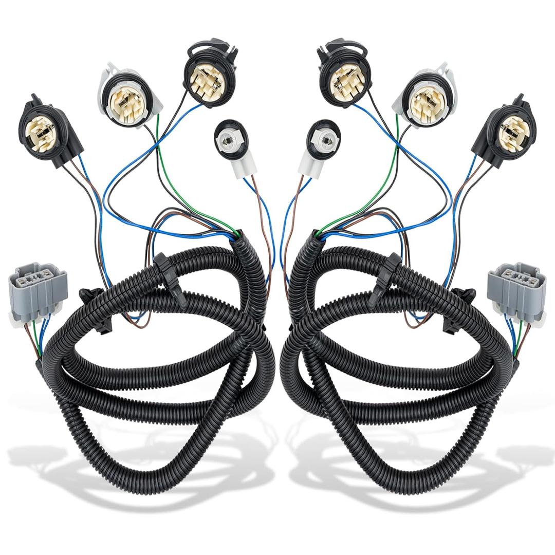 WEILEITE Left Driver and Right Passenger Side Tail Light Direct Wiring Harness Kit Compatible with Chevy Silverado 1500 1500HD 2500HD 3500 2003-2007 Replace 16531401 16531402