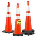 HiGiant 36 Inch Traffic Cones 5 Pack, Orange Safety Cone with Weighted Base, High-Visibility and Impact-Resistant, for Parking, Road Construction, Drivers Training, Driveway