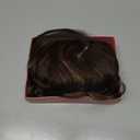 DZFAYESM Hair Topper with Bangs 16 Inch Medium Brown with Highlights Synthetic Wavy Hair Toppers for Women 6.5"x6.5" Big Base Invisible Wiglets Hairpieces for Women Daily Wear