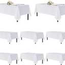 Sancua White Table Cloths Rectangle, 8 Pack Tablecoths for 6 Foot Tables - Washable Polyester Fabric Table Cover for Wedding, Birthday Party, Banquet Reception, 54x108 Inch