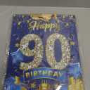 Blue 90th Birthday Gift Bag, Large Navy Blue Gold Happy 90th Birthday Gift Bag with Greeting Card and Tissue Paper for Men Women Blue 90 Anniversary Birthday Party Favors Goodie Wrapping Bag Supplies (90th Blue Gold Birthday)