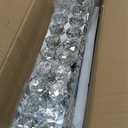 24'' Modern Crystal Chandelier for Dining Room Ceiling Light Fixture for Living Room Hallway Lighting LED Dimmable with Remote Silver, 24'' x 4.7'' Rectangle