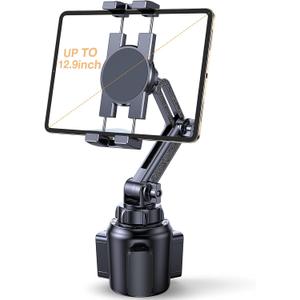 Coolpow Cup Holder Tablet Holder for car, Adjustable Long Neck car Cup iPad Holder Mount【Super Stable】 iPad Cup Holder car Mount for All 4.7"-12.9" Apple Samsung Galaxy Tab