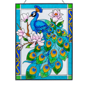 Peacock Stained Glass Window Hanging, 11" W X 15" H Stained Glass Panel with Chain, Suncatchers for Windows Hanging Decorations, Gifts for Mom, Grandma, Wife, Sister
