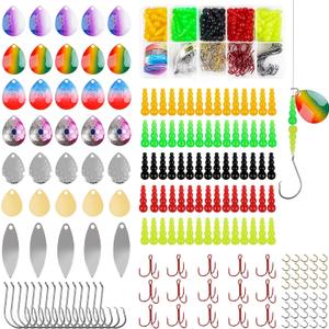 Walleye Rigs Making Kit DIY Fishing Lure Kit for Crawler Harness Walleye Spinner Rigs Spinner Blades Rig Kokanee Rigs Trolling Rigs Clevises Stacked Fishing Beads Hooks