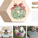 HAOPENGYOU 10Pcs Christmas Wood Hexagon for Crafts, 8.6 inch Unfinished Wood Hexagon with Twine, DIY Wooden Projects, Wood Burning, Painting, Christmas Day Decor DIY Gifts