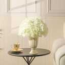 Veryhome 20Pcs White Hydrangea Artificial Flowers, Ivory Faux Hydrangea Flowers, Silk Flowers Heads with Stems, Fake Hydrangeas for Home Decor Wedding Party Centerpieces DIY Floral Arrangements