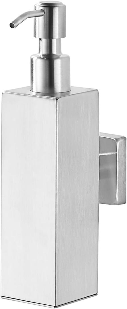 Wall Mounted Bathroom Soap Dispenser - Square, Brushed Nickel