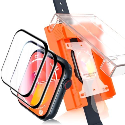 Uyiton 2 Pack for Apple Watch SE 2/SE/6/5/4 Screen Protector 40mm, [3RD Gen Installation Kit] HD Clear Anti Scratch Full-Coverage High-Touch Protective Cover Soft Film for iWatch 40 mm