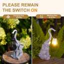 Garden Statues Elephant with Solar Lantern Outdoor Figurines Decorations for Patio Yard Lawn Ornaments Gifts for Birthday Mom Housewarming(Gray)