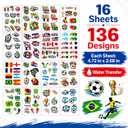 3 x World Cup Soccer Face Stickers,Temporary Tattoo Stickers for world cup 2026,Country Flag Football Fan Stickers for Game Day,Soccer Party Favors,Sports Theme Party Decorations 16 Pack