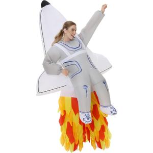 Tanganan Inflatable Spaceship Costume for Adult, Halloween Manned Spacecraft Rocket Costumes Suits Blow up Costumes for Men Women Cool Funny Fancy Dress Party, One size 