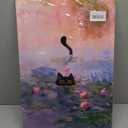 Framed Funny Black Cat Canvas Wall Art Picture Black Cat in the Pink Water Lily Evening Painting Vintage Preppy Aesthetic Animal Posters Prints for Living Room Bedroom Bathroom Decor 16x24-Inch