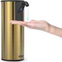 Automatic Soap Dispenser Touchless 11.8oz/350ml Four-Level Adjustable Dispenser VolumeStainless Steel Material,Battery Powered for Wide Compatibility in Kitchen, Bathroom, Hotel & Office (Gold)