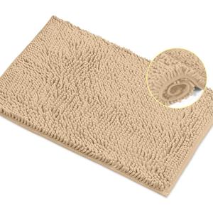 LuxUrux Bath Mat-Extra-Soft Plush Bath Bathroom Rug,1'' Chenille Material, Super Absorbent Shaggy Bath Rug. Machine Wash & Dry (20 x 30, Birch)