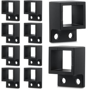 Zonon 10 Pcs 1" x 1 1/8" Black Aluminum Fence Brackets Standard Wall Mount for Rails Residential Black Flat Fence Brackets for Fencing Railing Mounting