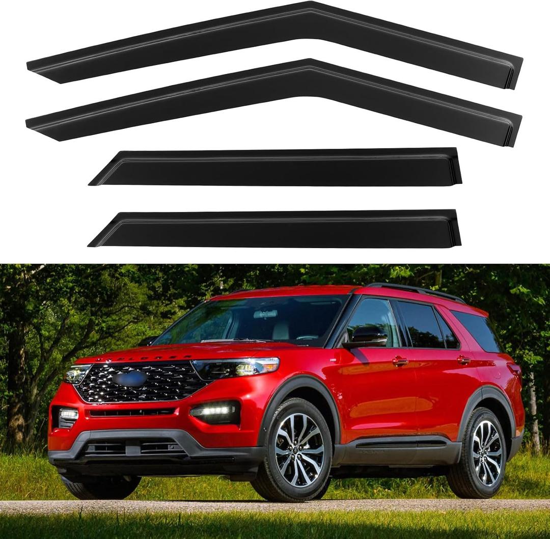 Window Visors Rain Guards for 2020-2026 Ford Explorer, Out-Channel Window Vent Wind Deflectors Visors Shades for 20-26 Explorer
